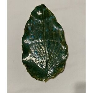 BCP Brown Handmade Leaf Pottery Tray Approximate 11"x6"